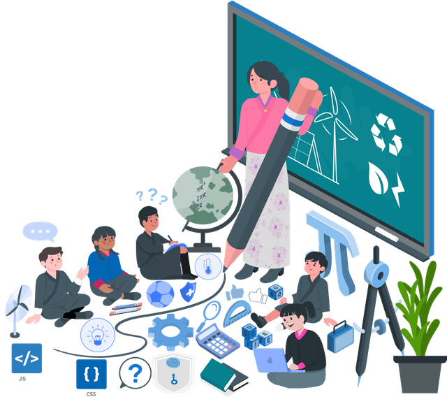 Teacher delivering training to students in classroom